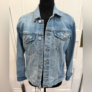 Lucky Brand Light Blue Denim Tomboy Trucker Jacket With Pockets Sz M Rn80318